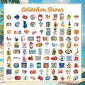 Detailed collection of Mediterranean style stickers with sardines, lemon and tomato motifs - Mediterranean Style (100 Sheets) / Pack of 100