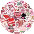 Lot de 50 autocollants Saint-Valentin Bookish avec chats mignons et livres en rose et rouge - YCK500 Saint-Valentin Bookish Style 9 (50pcs)