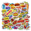 Set de 50 stickers de bulles de BD Pop Art pour ordinateurs et motos déco - Style Onomatopée de Bande Dessinée (AZ057)