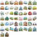 Set mit 50 wasserdichten transparenten PET Gewächshaus Aufklebern für Tagebuch und Scrapbooking - Gewächshaus Blumen Stil