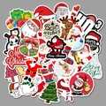 Lot de 50 stickers de Noël étanches avec Père Noël et rennes pour bagages et ordinateurs - Série de Noël (AZ075)