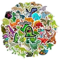 Pack de 50 pegatinas de dinosaurios coloridos para maletas y portátiles con dibujos animados - Juego de pegatinas de dinosaurios
