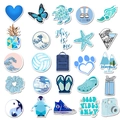 Assorted blue ocean aesthetic waterproof stickers for laptop and travel luggage - Blue Style