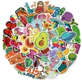 Lot de 50 autocollants mignons d'animaux et fruits pour décorer ordinateurs et valises - Série Animaux
