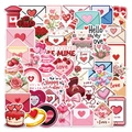 Détail de 50 autocollants de Saint-Valentin étanches avec roses rouges et motifs cœurs - YCK078 Enveloppe d'Amour Style 6 (50pcs)