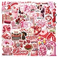 Détails d'autocollants de la Saint-Valentin aux motifs d'aquarelle avec cœurs et gnomes - YCK071 Saint-Valentin Vintage Style 7 (50pcs)