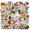 Lot de 50 stickers café colorés pour décorer ordinateur portable, valise et skateboard - Style Thème Café (JXZ-HT135)
