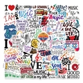 50 pegatinas de grafiti I Love Music impermeables para maletas portátil y decoración guitarra - Tema Musical
