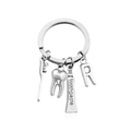 Portachiavi dentale creativo con spazzolino, dente, dentifricio e ciondolo con lettera R - Stile R (KC004-R)