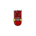 Spilla in smalto a forma di skateboard rosso con ruote gialle e slogan motivazionale - Stile Skateboard Rotto Rosso (I'M NOT SORRY FOR ANYTHING)(CC228)