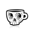 Spilla creativa in smalto a forma di tazza da caffè teschio con dettagli 3D metallici - Tazza da caffè teschio (CC879)