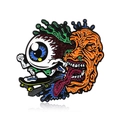 Funny Halloween long tongue and eyeball on skateboard enamel pin badge with vibrant colors - Grotesque Eyeball Skateboard Style (CC926)