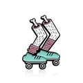 Broche créative en émail pop art avec patins à roulettes et jambes au style cartoon - Style Patins à Roulettes Jambes Coupées (CC887)
