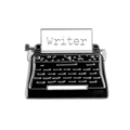 Vintage typewriter enamel pin with Writer text on white paper in silver finish - CC1018 (Black Writer)