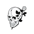 Badge en émail gothique tête de mort et rose noire en alliage de zinc poli lisse - Style Crâne et Rose (CC1012)