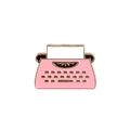 Vintage typewriter enamel brooch in pink and gold finish for artistic style - CC1019 (Pink)