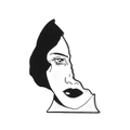 Broche de esmalte surrealista con diseño de cara fragmentada en blanco y negro - Cc800
