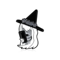 Broche en émail artistique représentant une fille aux cheveux longs avec chapeau de sorcière - Style d'Illustration de Selfie de Sorcière (CC823)