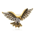 Broche aigle dorée sertie de cristaux blancs en position de vol pour accessoire - Aigle Doré (CC1360)