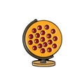 Spilla creativa in smalto a forma di globo pizza con base in metallo dorato - Stile Globo Pizza (CC1471)