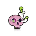 Spilla punk teschio rosa con occhio verde ed effetto fumo su sfondo bianco neutro - Teschio Rosa (CC883)