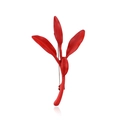 Elegant red leaf plant brooch with matte finish and silver metal pin closure - Red (CC1030)