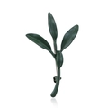 Minimalist deep green tea leaf shape brooch with matte finish and silver metal pin back - Dark Green (CC1031)