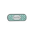 Broche créative en émail vert menthe en forme de pansement avec lettrage BREATHE - Style Slogan BREATHE (CC781) / Vert Menthe