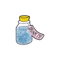 Cartoon Emaille Brosche magische Flasche mit blauem Glitzer und Drink Me Etikett - Zaubertrankflasche Stil (CC1707)