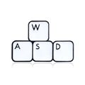 Pines esmaltados de teclas de teclado gamer WASD en diseño minimalista blanco y negro - Grupo de Teclas de Teclado WASD (CC091)