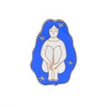 Artistic blue enamel brooch featuring a woman figure and golden stars design - Starry Girl (CC1214)