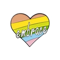 Spilla in smalto a cuore arcobaleno con scritta bianca embrace per accessori moda - Stile Cuore Arcobaleno Embrace (CC1492)