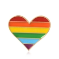 Spilla smaltata a forma di cuore arcobaleno con finitura metallica dorata elegante - Stile Cuore Arcobaleno a Righe (CC016)