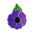Purple glitter flower enamel pin with green leaves for clothing accessories - Purple Glitter Flower (CC1381)