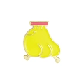 Cartoon running banana enamel pin with vibrant yellow finish and golden metal edges - Yellow Banana (CC831)