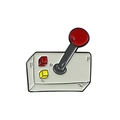 Retro gaming joystick enamel pin badge with red ball top and colorful square buttons - Joystick Style (CC1022)