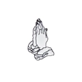 Minimalist enamel praying hands brooch with white base and fine black outlines - Praying Hands (CC1659)