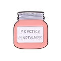 Pink bottle enamel pin with Practice Mindfulness text for creative fashion styling - Pink Jar Mindfulness (CC1458)