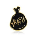 Spilla creativa in smalto a sacco della spazzatura nero con testo Trash dorato - Stile Sacco Spazzatura Nero (CC1314)