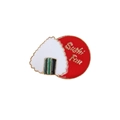 Épingle en émail Onigiri japonais avec texte Sushi Fun et un fond rouge vif - Style de Boule de Riz Japonaise (CC1672)