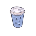 Cute light blue coffee cup enamel pin badge featuring minimalist black star patterns - Light Blue (Stars) (CC1453)