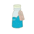 Broche esmaltado botella Drink Me con purpurina azul y etiqueta rosa creativa - Estilo Botella (CC1680)