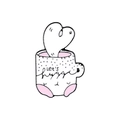 Spilla smaltata con tazza bianca, liquido rosa e scritta decorativa let's hug - Tazza di Caffè Cuore (CC1722)