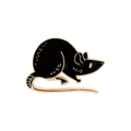 Broche créative en émail noir et doré motif souris avec un design animal minimaliste - Style de Souris Noire (CC1257)