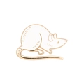 Broche souris en émail blanc minimaliste avec d'élégants contours en métal doré - Style de Souris Blanche (CC1258)