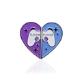 Cartoon heart gamepad enamel pins for couples featuring Player 1 and Player 2 designs - Gaming Controller Heart Puzzle Style (CC1506)