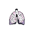 Pink and purple lung enamel pin badge featuring BREATHE text for medical fashion - Pink Purple Lungs (BREATHE)