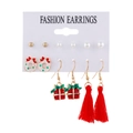 Detailansicht eines 6-teiligen Weihnachts-Ohrring-Sets mit Perlen, Kränzen und Quasten - Weihnachtskranz Quaste Set (RH859)