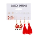 Weihnachts-Ohrring-Set mit Weihnachtsmann, Perlen und roten Quasten auf Displaykarte - Weihnachtsmann Geschenkbox Quaste Set (RH864)