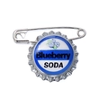 Creative metal pin featuring a retro blueberry soda bottle cap design with blue graphics - Blueberry Style (CC1776)